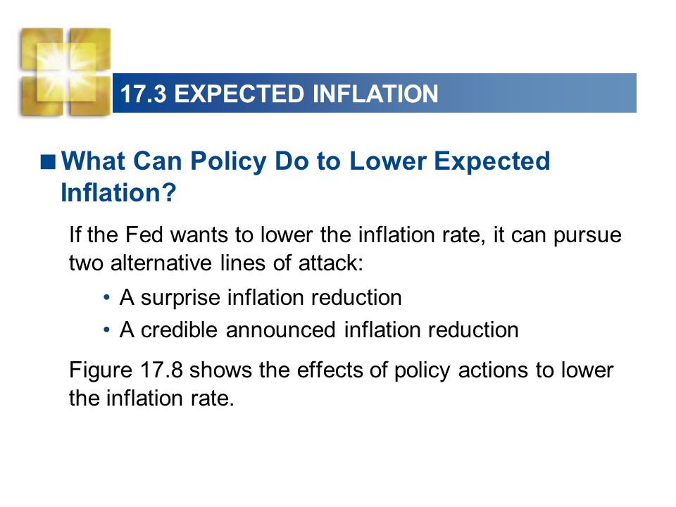17.3 EXPECTED INFLATION  What Can Policy Do to Lower Expected Inflation.