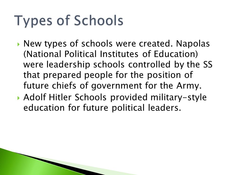  New types of schools were created.