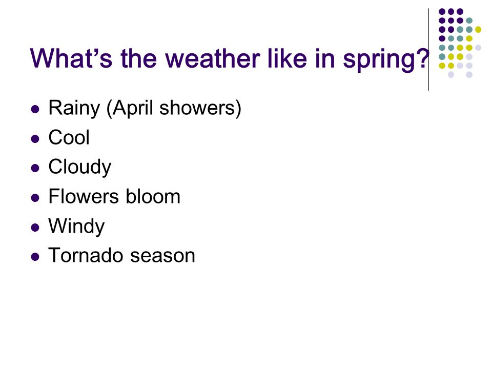 What’s the weather like in spring.