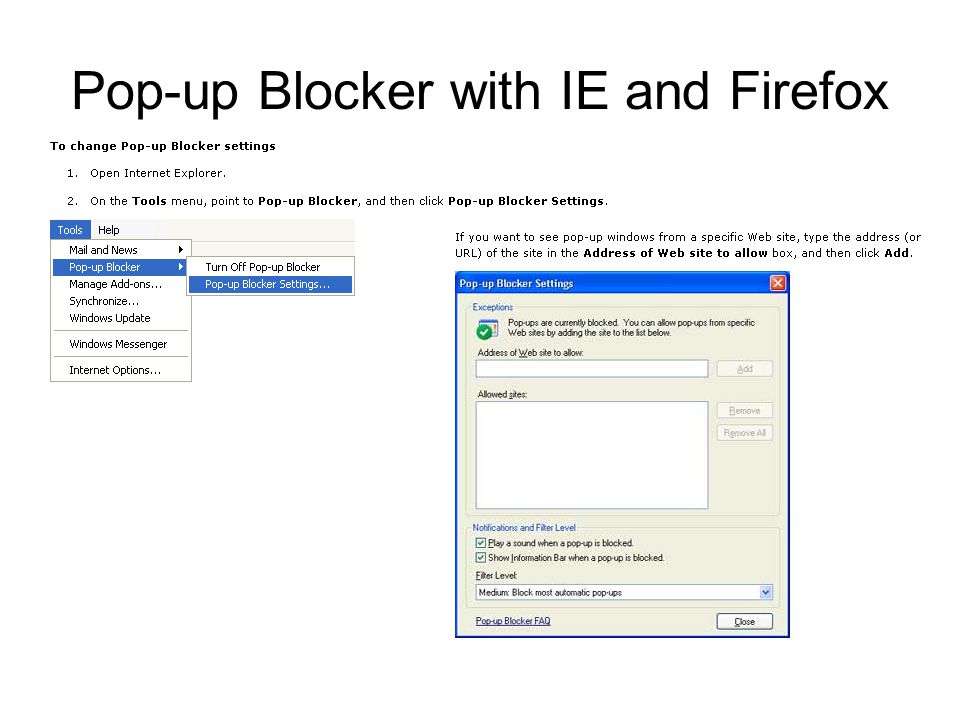 Pop-up Blocker with IE and Firefox