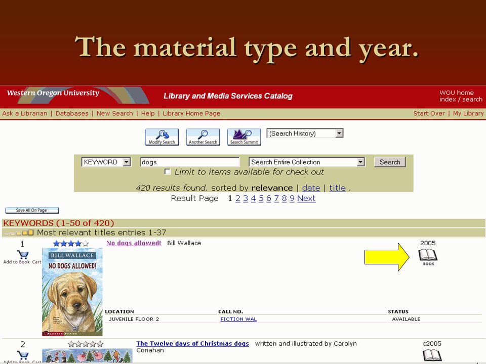 The material type and year.