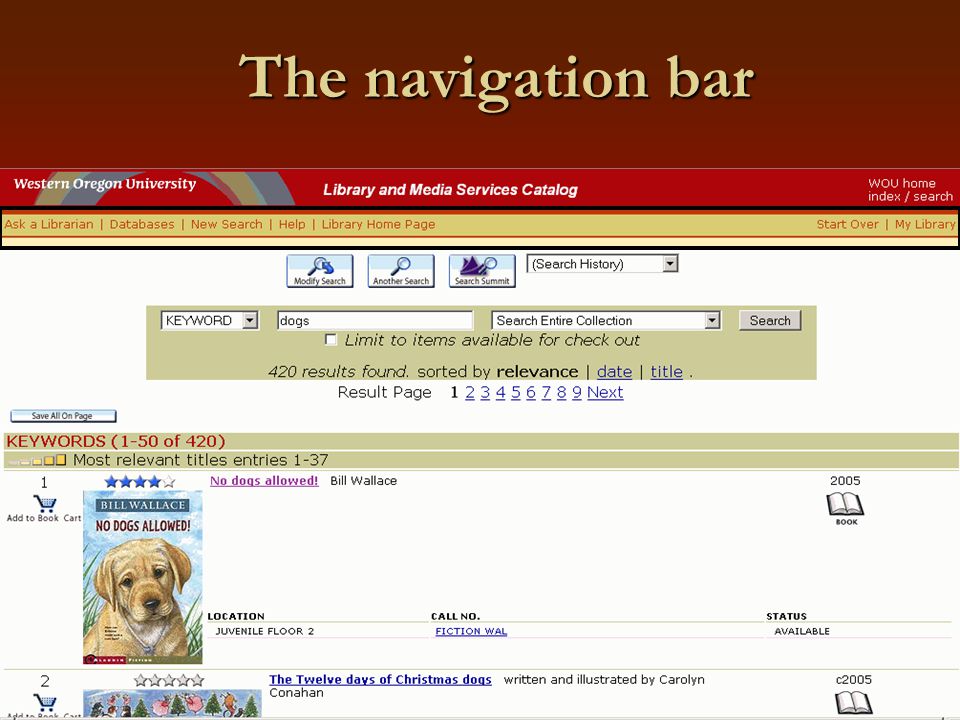 The navigation bar