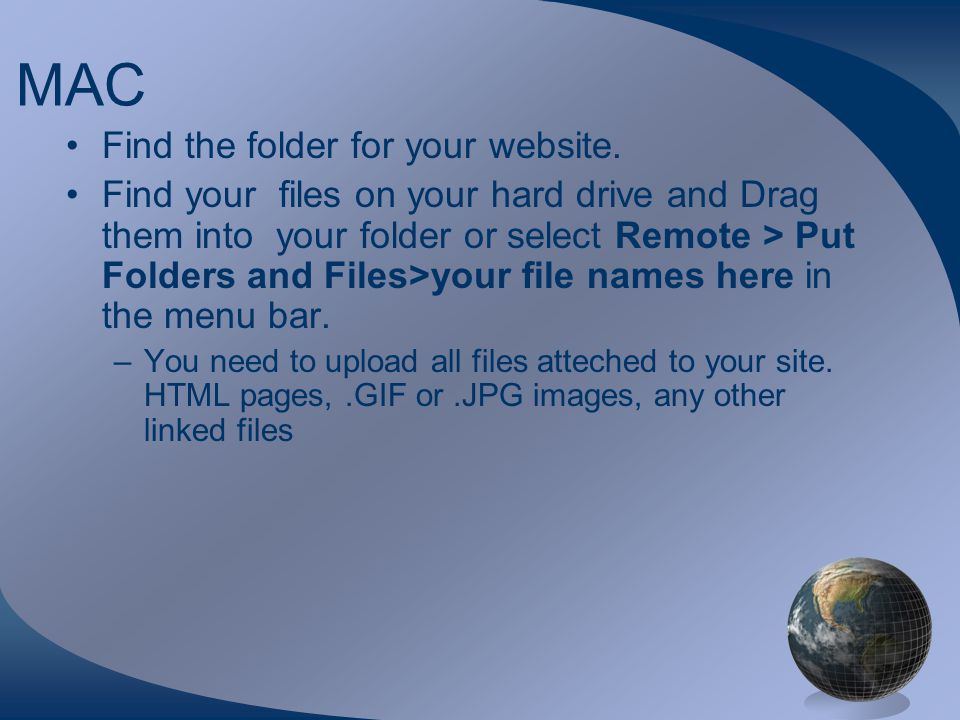 MAC Find the folder for your website.