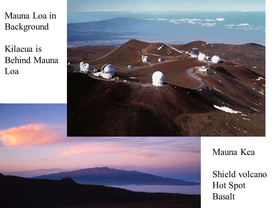 Mauna Kea Shield volcano Hot Spot Basalt Mauna Loa in Background Kilaeua is Behind Mauna Loa