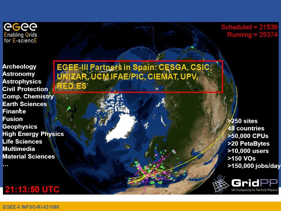 Enabling Grids for E-sciencE EGEE-II INFSO-RI Archeology Astronomy Astrophysics Civil Protection Comp.