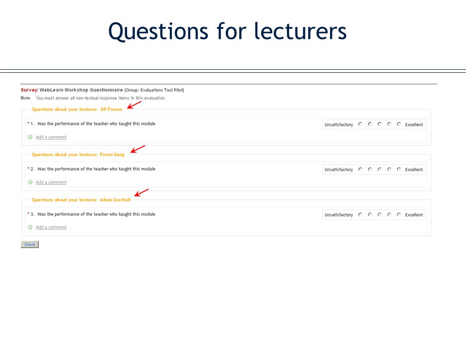 Questions for lecturers