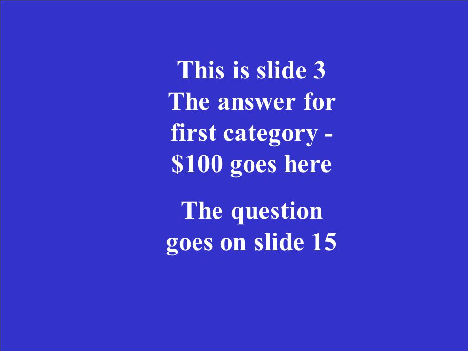 First Category Second Category Third Category Fourth Category $100$200$300$100 $200 $300