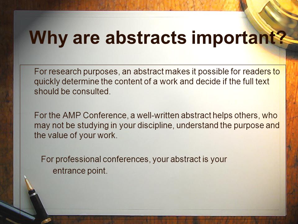 Why are abstracts important.