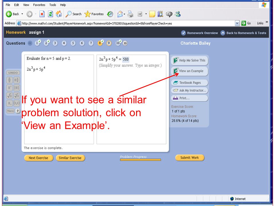 If you want to see a similar problem solution, click on ‘View an Example’.