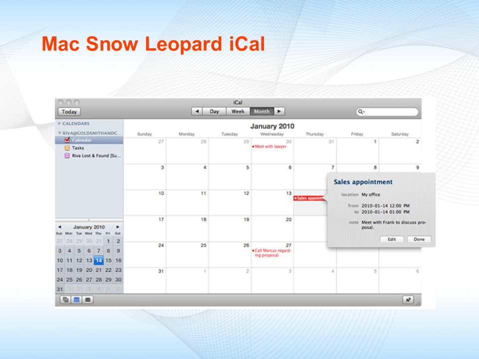 Mac Snow Leopard iCal