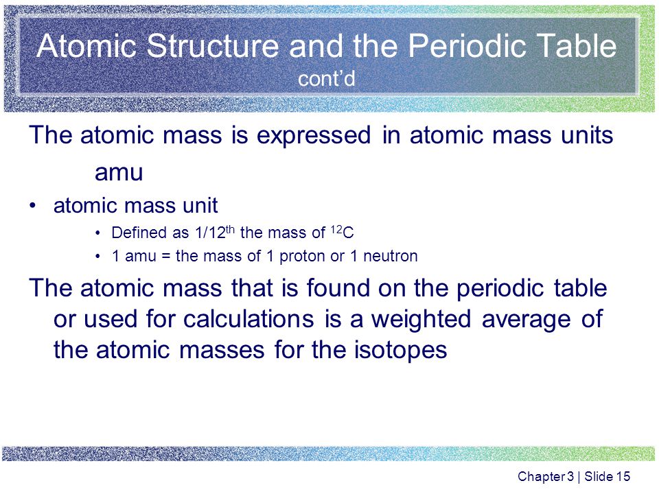 Chapter Three Atomic Structure And The Periodic Table Ppt