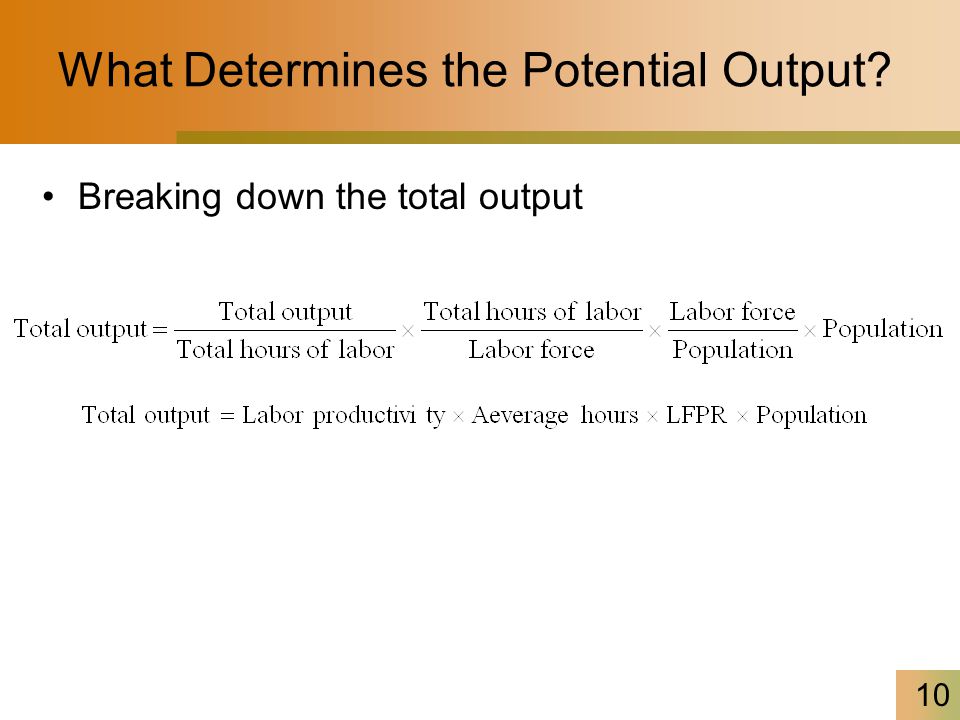 10 What Determines the Potential Output Breaking down the total output