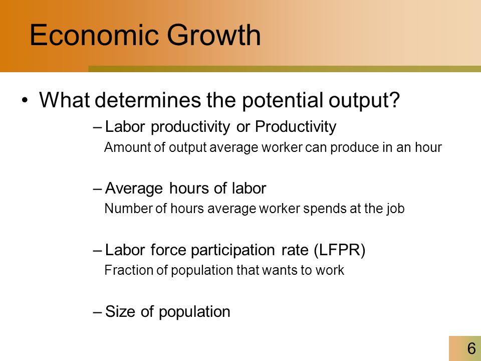 6 Economic Growth What determines the potential output.