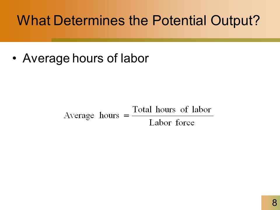 8 What Determines the Potential Output Average hours of labor