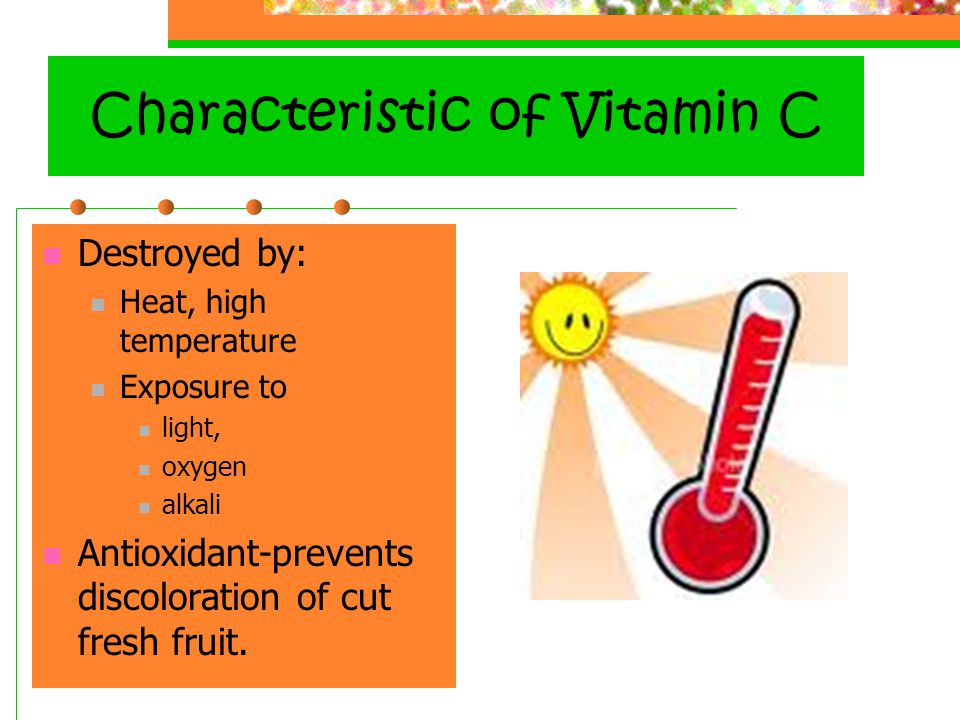 Vitamin C. Objectives After reading Chapter 6, completing a concept map and  class discussion, you will be able to: Describe characteristics of Vitamin.  - ppt download