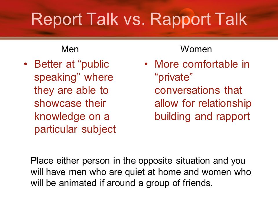 Report Talk vs.