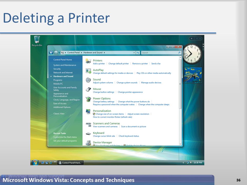 Deleting a Printer 36 Microsoft Windows Vista: Concepts and Techniques