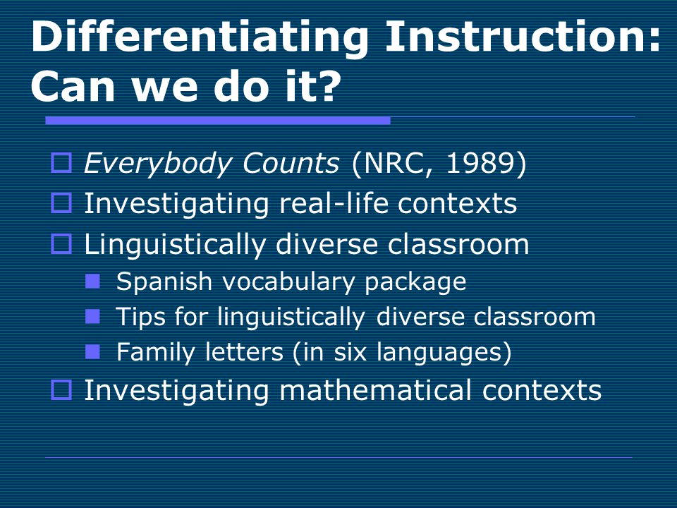 Differentiating Instruction: Can we do it.
