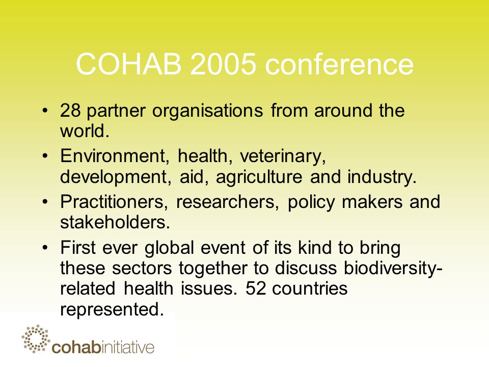 COHAB 2005 conference 28 partner organisations from around the world.