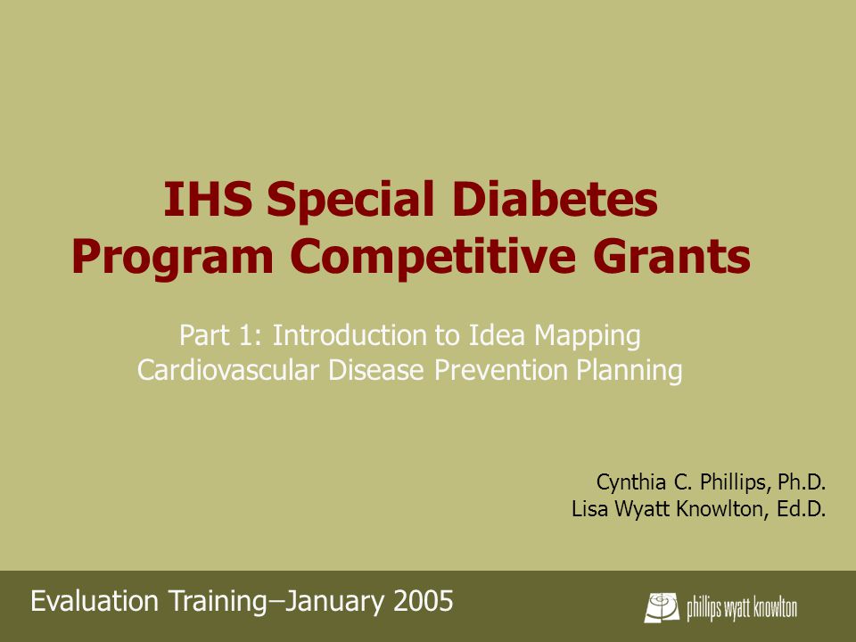IHS Special Diabetes Program Competitive Grants Part 1: Introduction to Idea Mapping Cardiovascular Disease Prevention Planning Cynthia C.