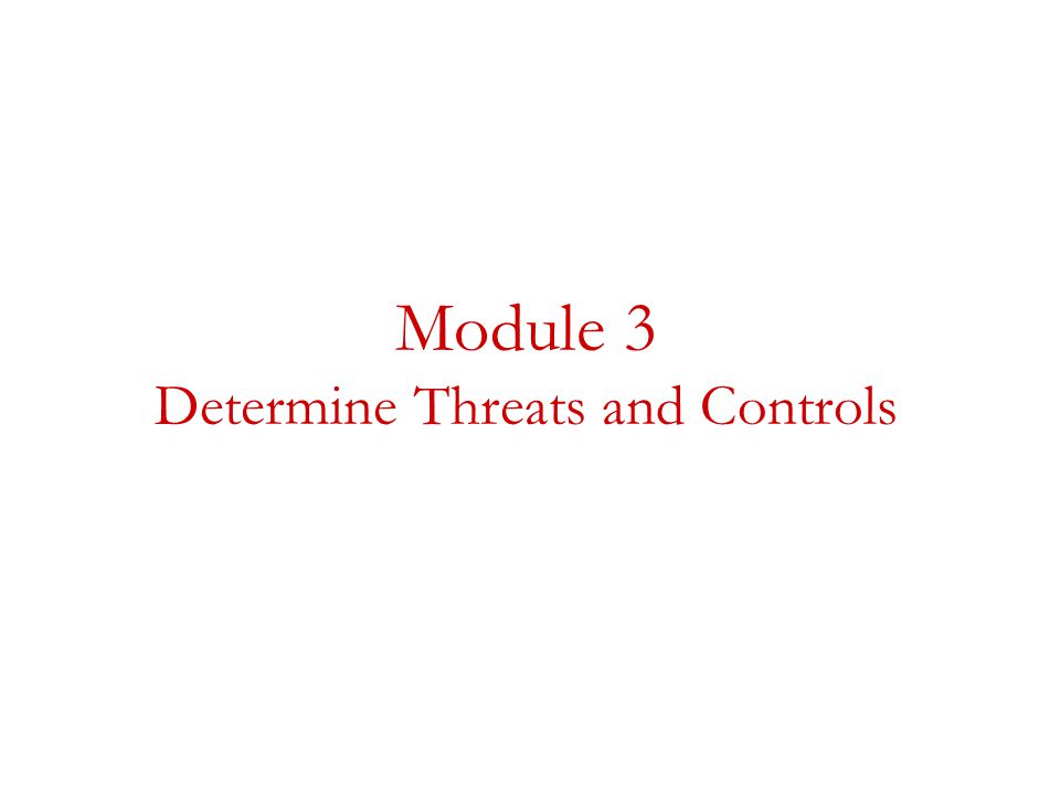 Module 3 Determine Threats and Controls