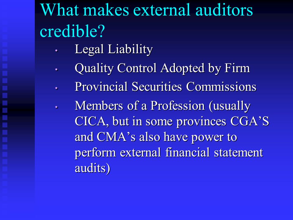 What makes external auditors credible.