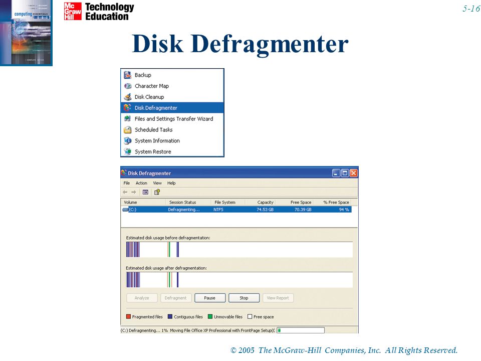 © 2005 The McGraw-Hill Companies, Inc. All Rights Reserved Disk Defragmenter