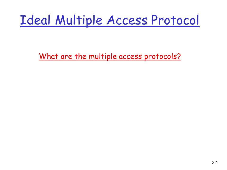 5-7 Ideal Multiple Access Protocol What are the multiple access protocols