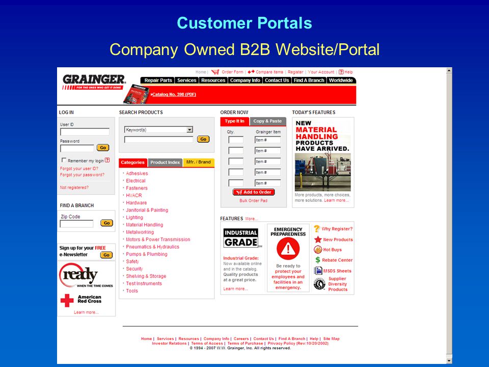 Customer Portals Company Owned B2B Website/Portal