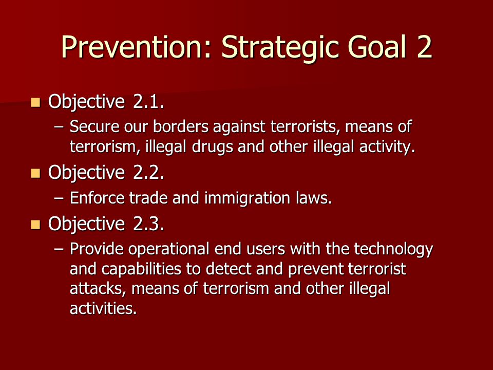 Prevention: Strategic Goal 2 Objective 2.1. Objective 2.1.