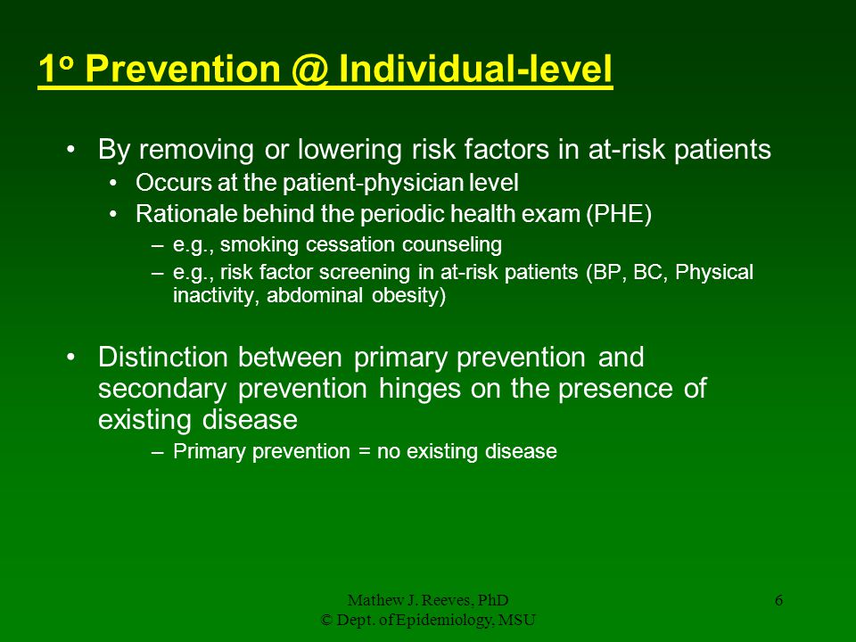 Mathew J. Reeves, PhD © Dept. of Epidemiology, MSU 1 Lecture 6 ...