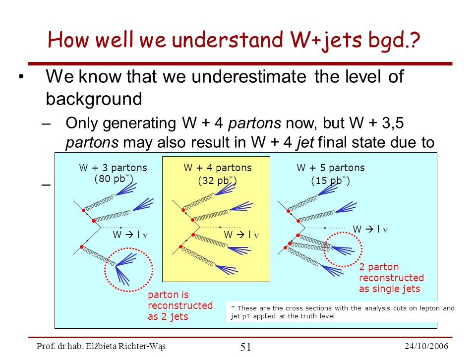 24/10/ Prof. dr hab. Elżbieta Richter-Wąs How well we understand W+jets bgd..