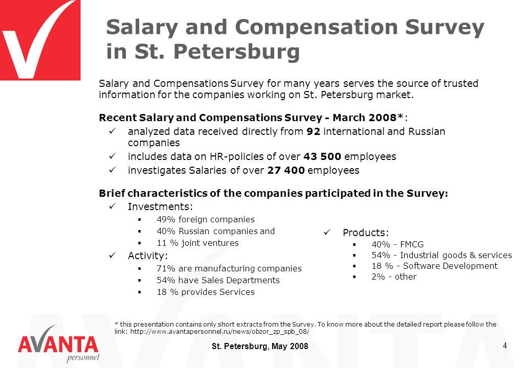 St. Petersburg, May Salary and Compensation Survey in St.
