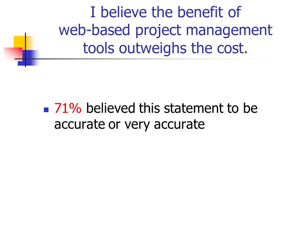 I believe the benefit of web-based project management tools outweighs the cost.
