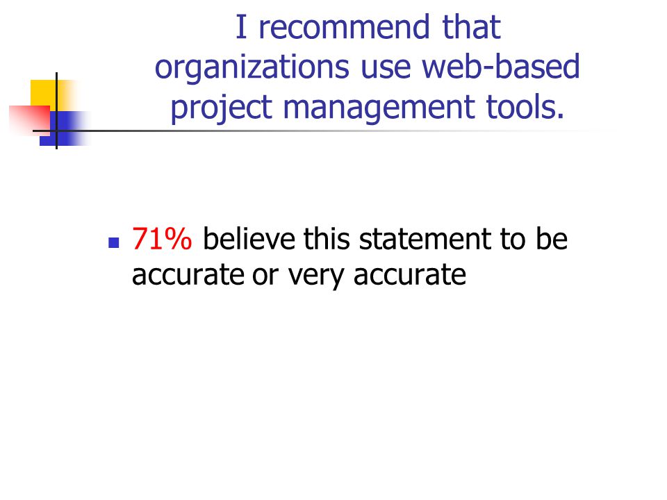 I recommend that organizations use web-based project management tools.