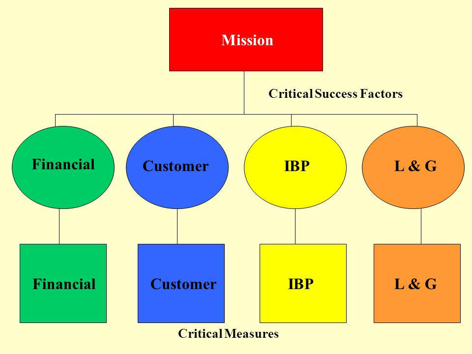 Mission Critical Success Factors Critical Measures Financial Customer IBP L & G