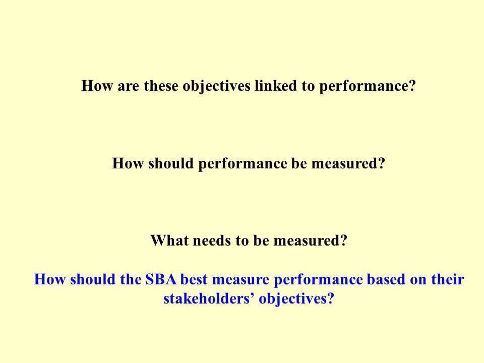 How are these objectives linked to performance. How should performance be measured.