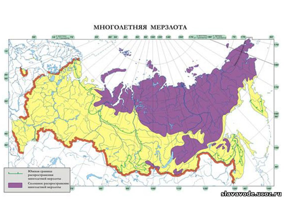 Карта многолетней мерзлоты. Южная граница распространения вечной мерзлоты в России. Границы распространения многолетней мерзлоты на карте России. Карта многолетней мерзлоты в России. Южная граница многолетней мерзлоты в России на карте.