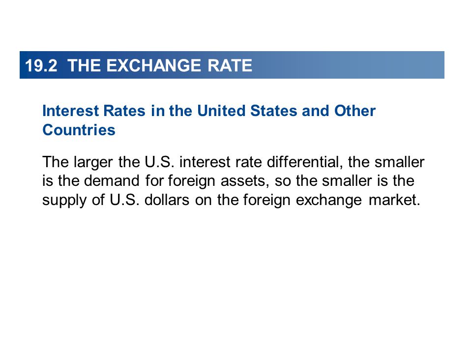 19.2 THE EXCHANGE RATE Interest Rates in the United States and Other Countries The larger the U.S.