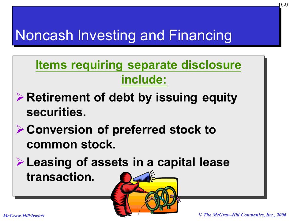 © The McGraw-Hill Companies, Inc., 2006 McGraw-Hill/Irwin Items requiring separate disclosure include:  Retirement of debt by issuing equity securities.