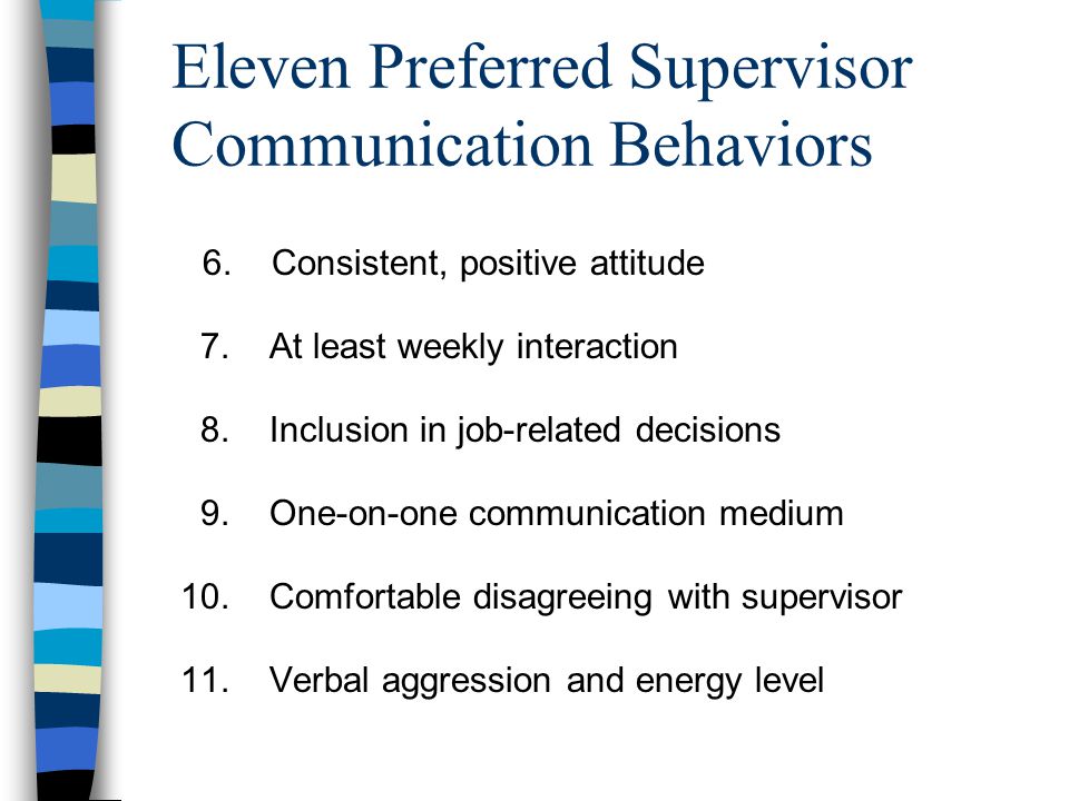 Eleven Preferred Supervisor Communication Behaviors 6.