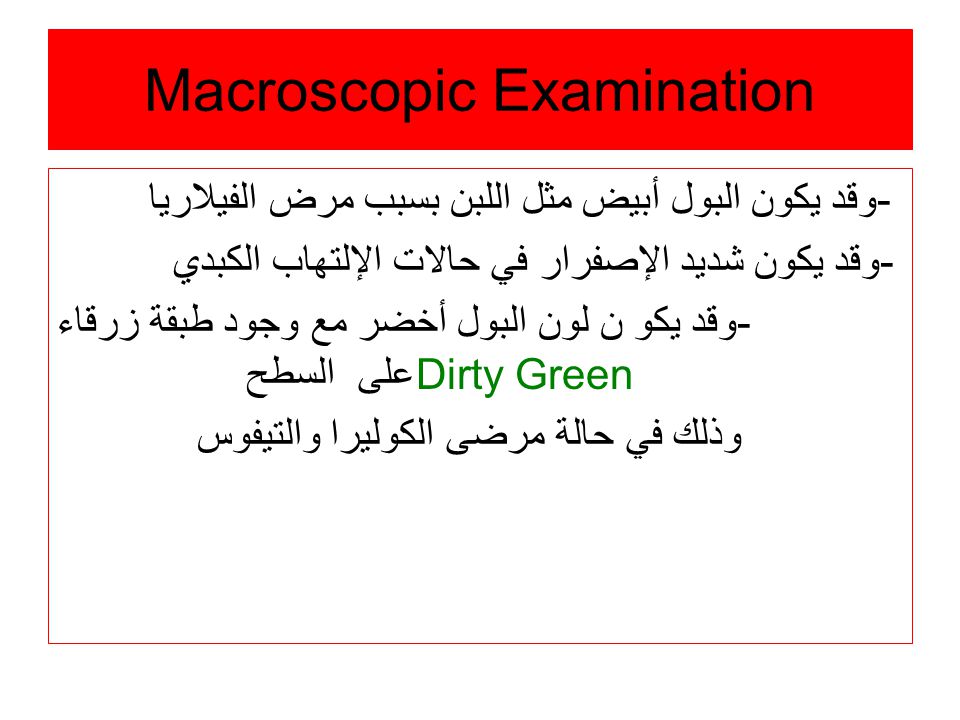 Urine Analysis Abdulaziz Alamri Macroscopic Examination Ppt