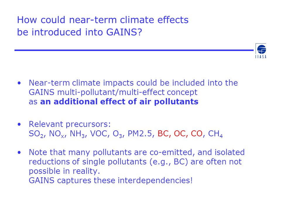 How could near-term climate effects be introduced into GAINS.