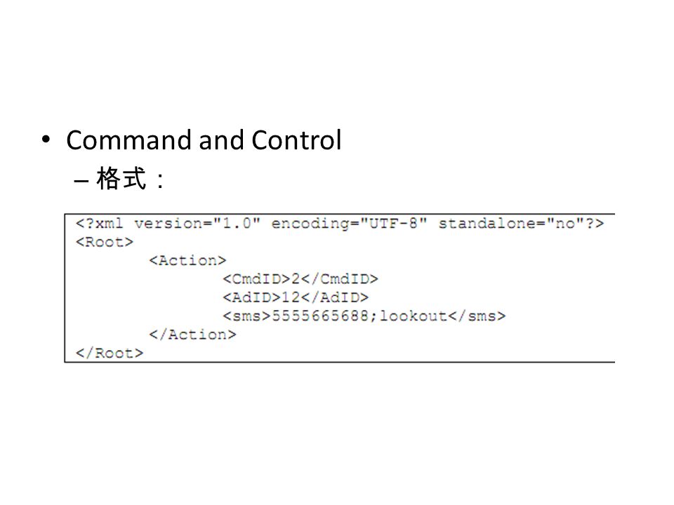 Command and Control – 格式：