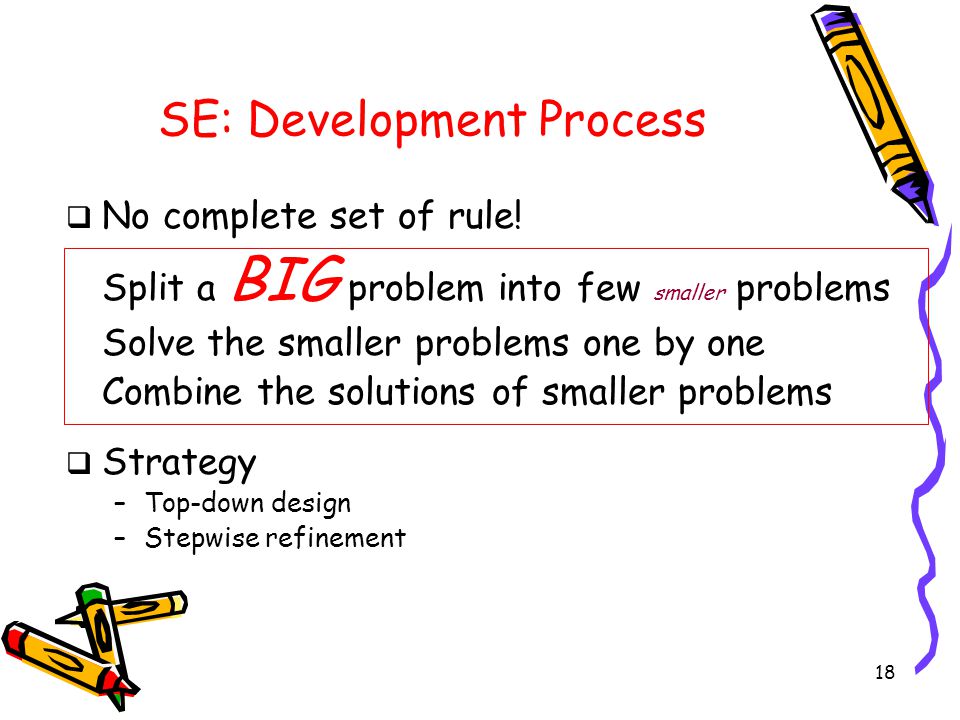 18 SE: Development Process  No complete set of rule.
