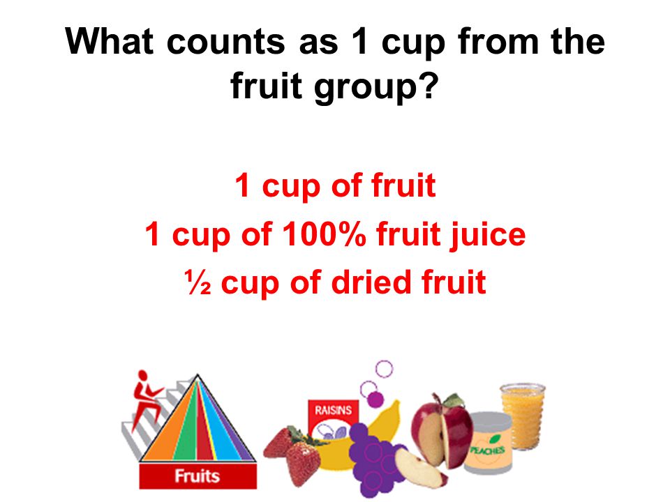 What counts as 1 cup from the fruit group.