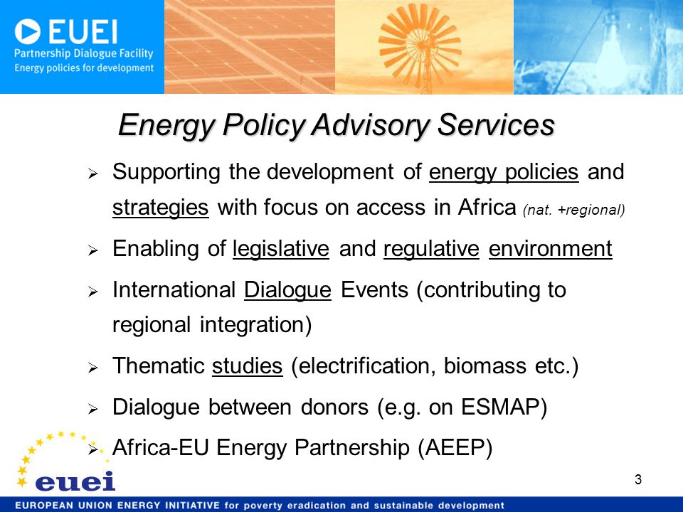  Supporting the development of energy policies and strategies with focus on access in Africa (nat.