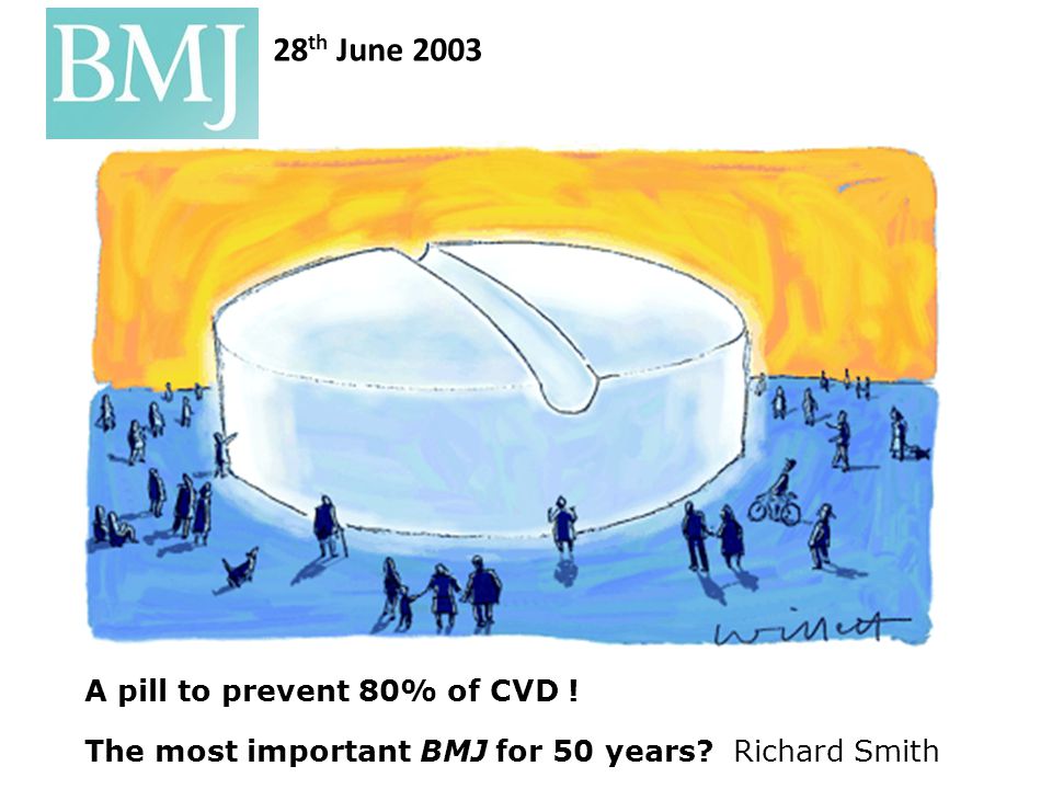 The most important BMJ for 50 years Richard Smith 28 th June 2003 A pill to prevent 80% of CVD !