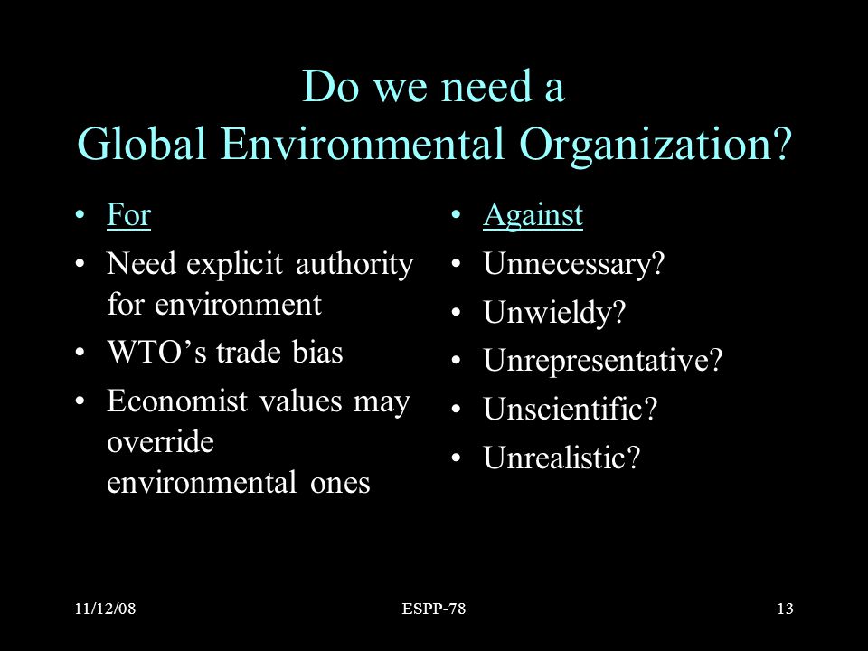 11/12/08ESPP-7813 Do we need a Global Environmental Organization.