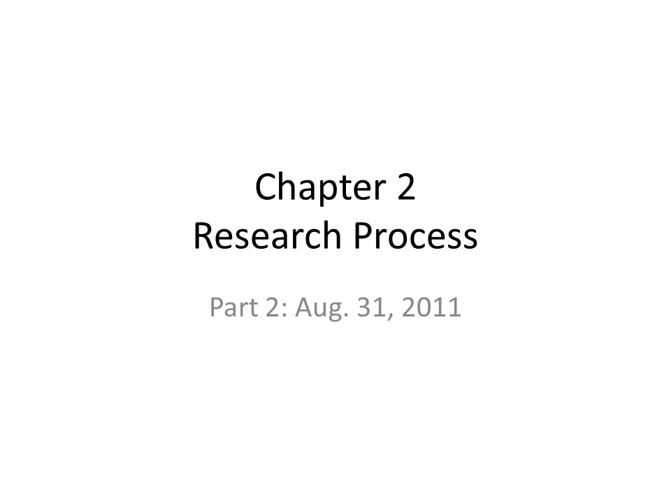 Chapter 2 Research Process Part 2: Aug. 31, 2011